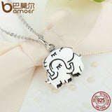 BAMOER  .925 Sterling Silver. Elephant pendant necklace.