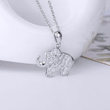 925 Sterling Silver Love Elephant Pendant Necklace